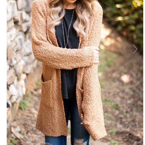 NWOT last one left ✨ soft  fuzzy popcorn soft Mustard sexy cardigan - Picture 6 of 9